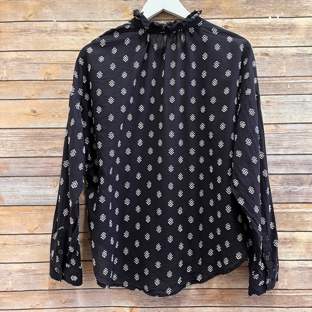 Pilcro Anthropologie Blouse Women’s Size Medium Black Tavi Embroidered Boho - Picture 2 of 5